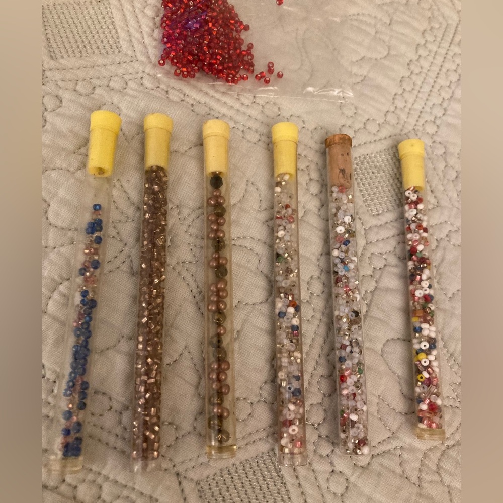 Vintage Assortment of Beads in 4” tubes w Caps Never Used $14